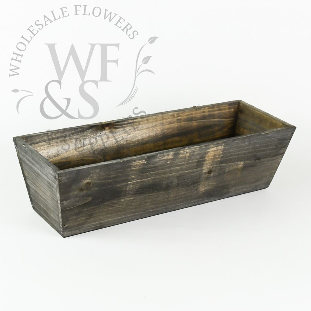 4.2" Tall rectangular tapered brown wood planter