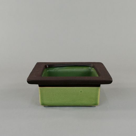 Green and Brown Square Stacking Ceramic Container Small