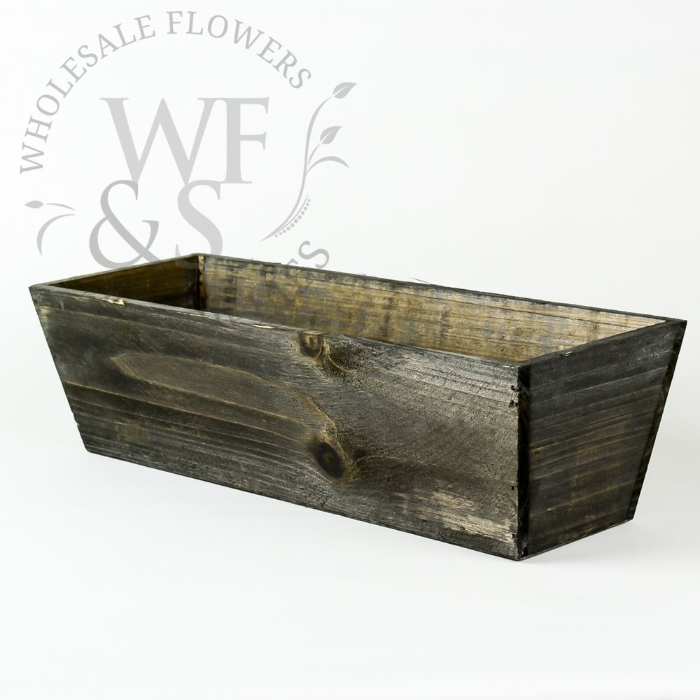 4.2" Tall rectangular tapered brown wood planter