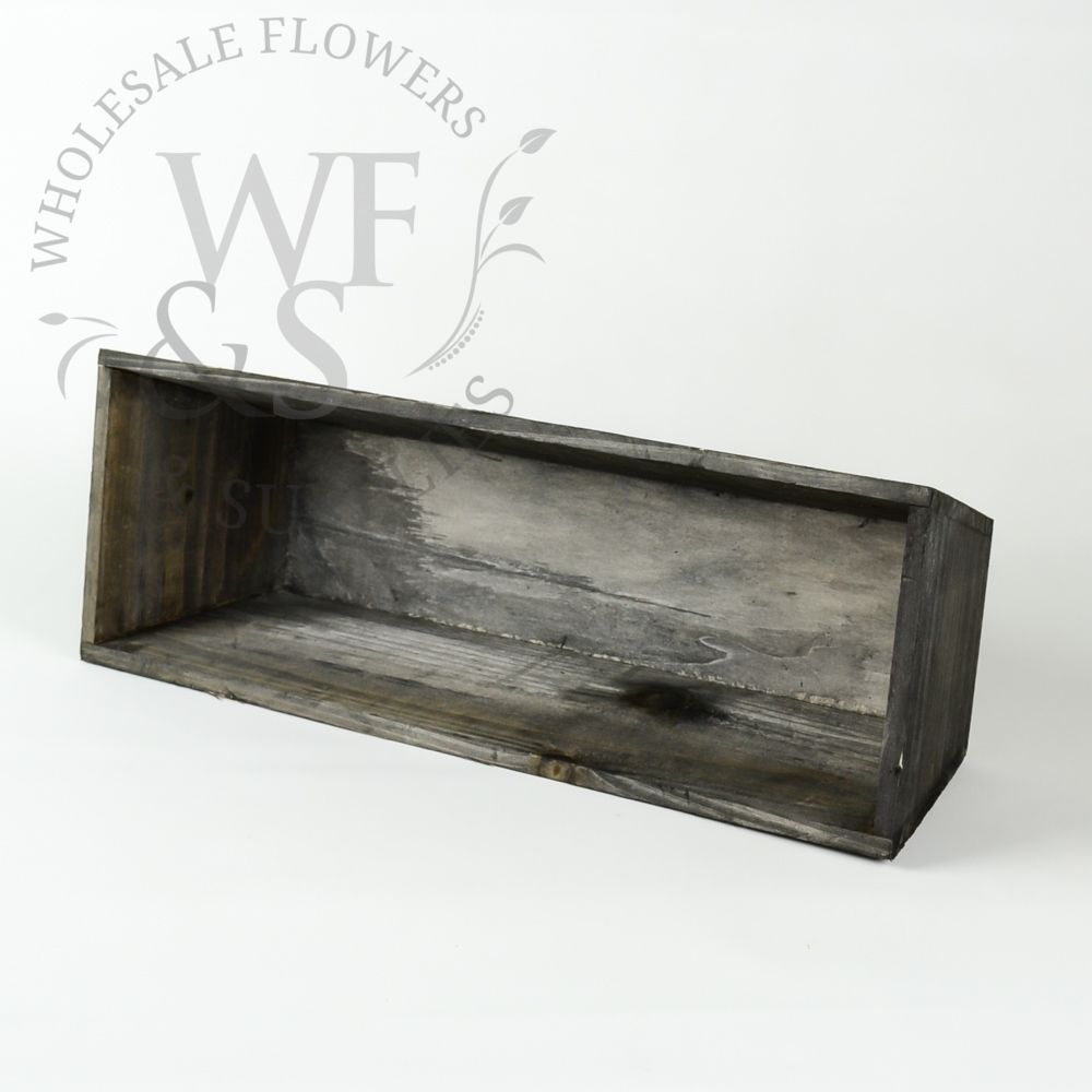 4.2" Tall rectangular tapered brown wood planter