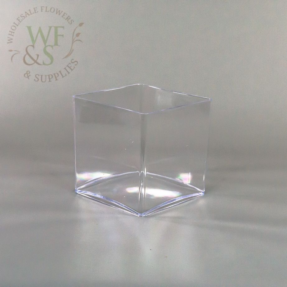 5" Plastic Cube Vase - Clear