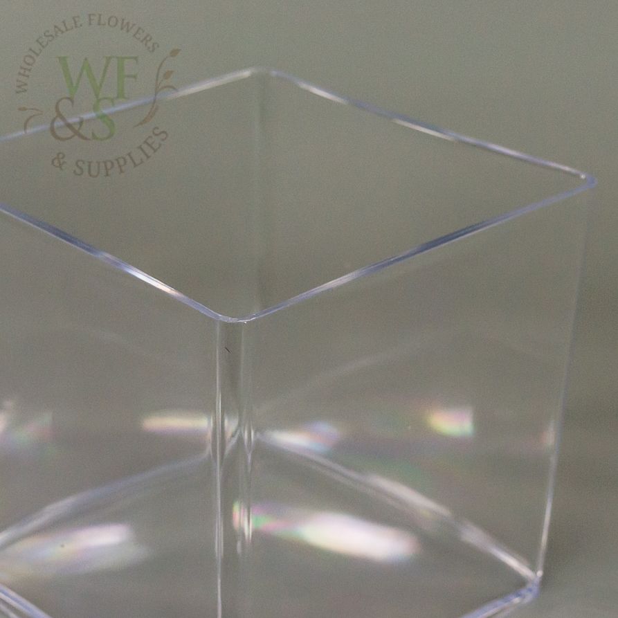 5" Plastic Cube Vase - Clear