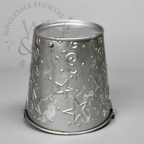 Decorative Star Bucket in Silver 4" Tall