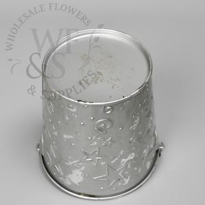 Decorative Star Bucket in Silver 4" Tall