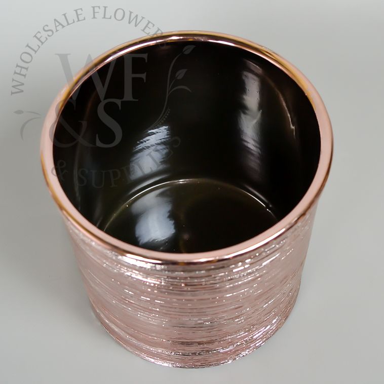 Rose Gold Etched Ceramic Cylinder Vase