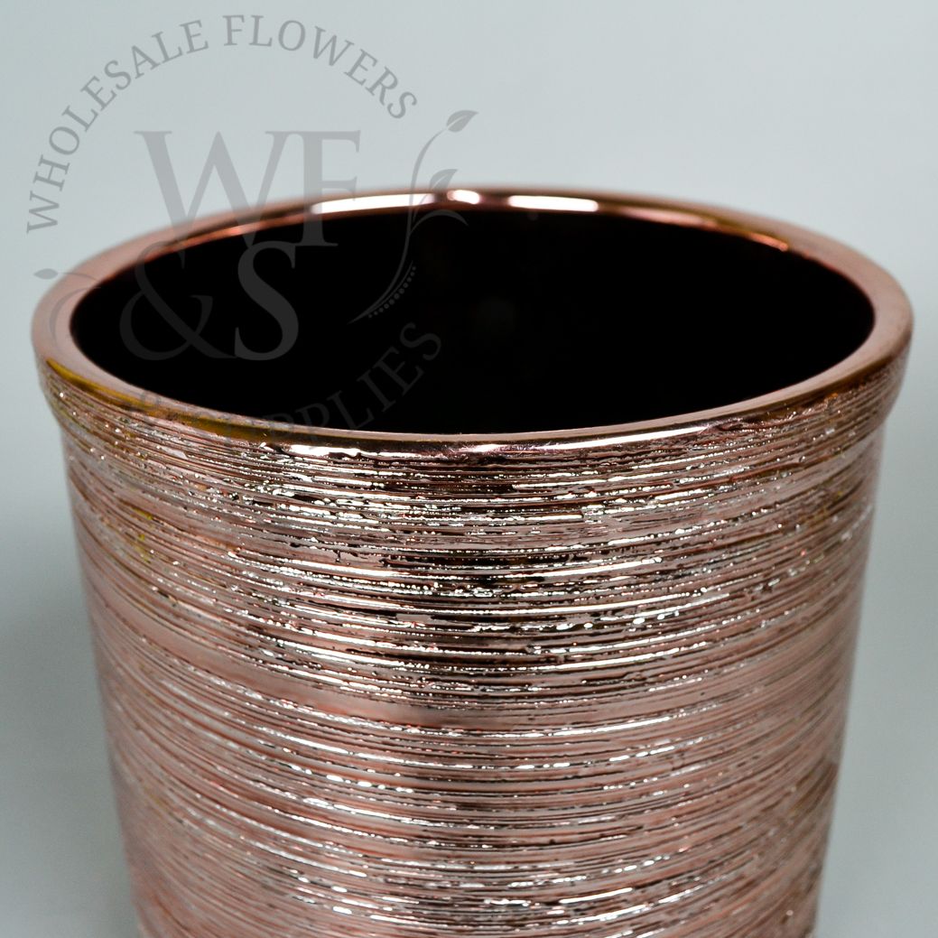 Rose Gold Etched Ceramic Cylinder Vase