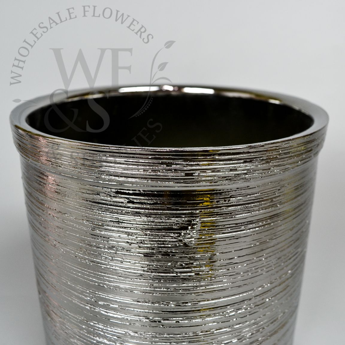 Silver Etched Ceramic Cylinder Vase