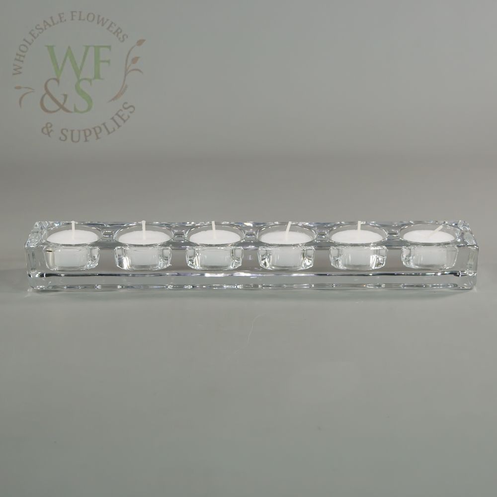 Crystal clear glass candle holder for 6 tea light candles