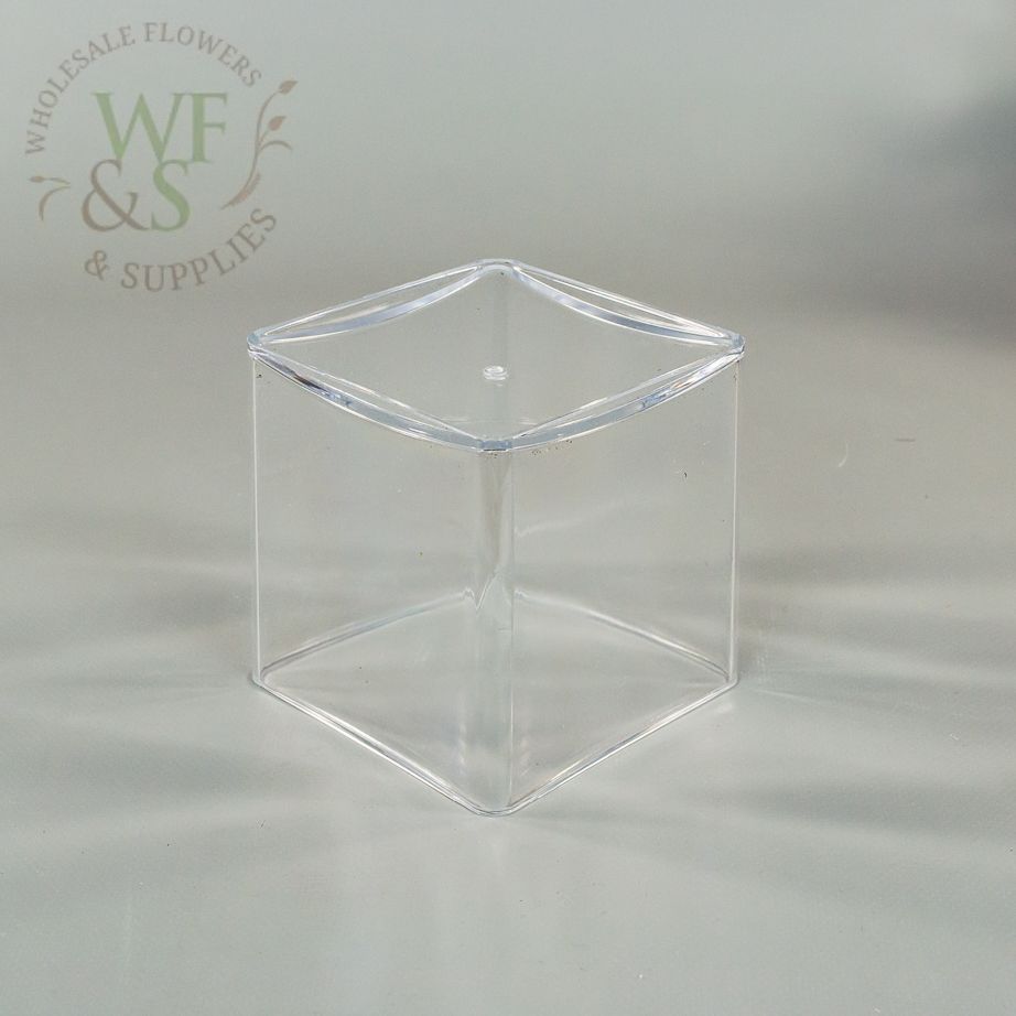4" Plastic Cube Vase - Clear