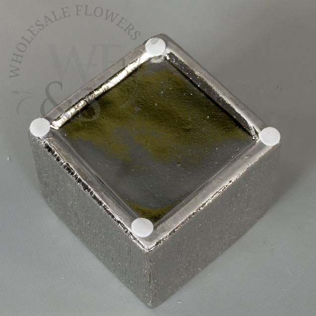 6.2" Tall Etched Ceramic Cubes in Silver