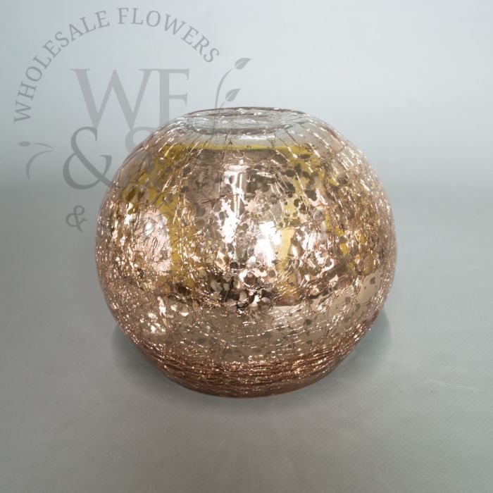 Glass Ball Vase Candle Holder in Mercury Rose Gold 5" Tall