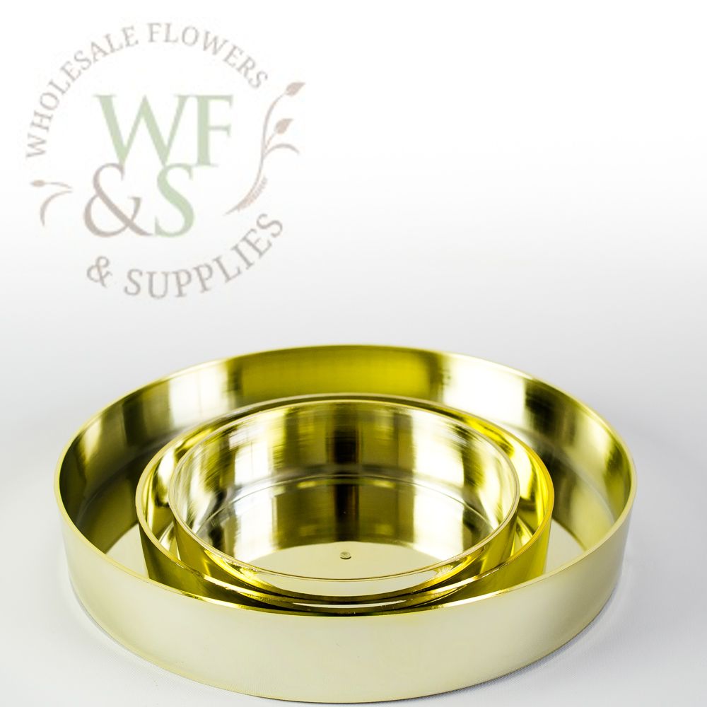 Gold Plastic Cylinder Tray for Flowers 7.4"