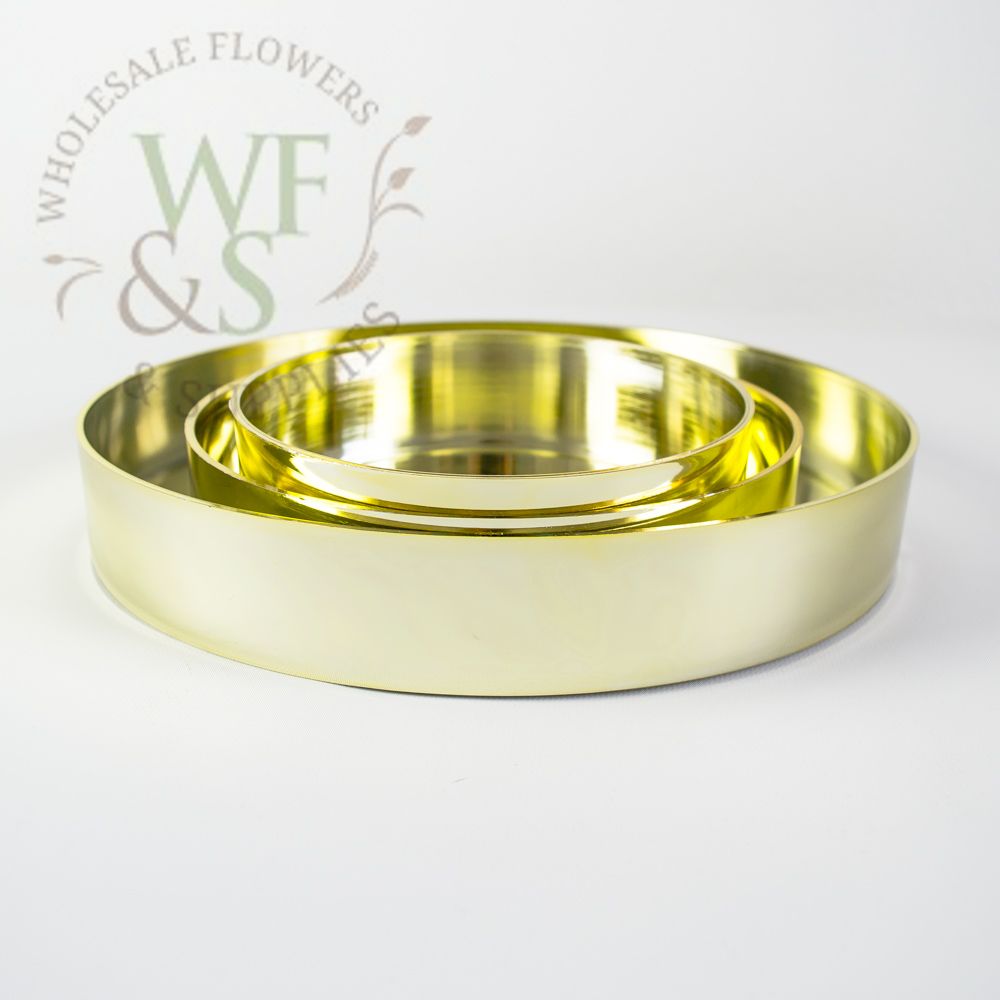 Gold Plastic Cylinder Tray for Flowers 7.4"