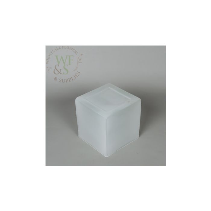 Square Frosted Glass Cube Flower Vase 4-inch x 4-inch