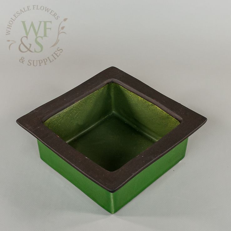 Green and Brown Square Stacking Ceramic Containers Large
