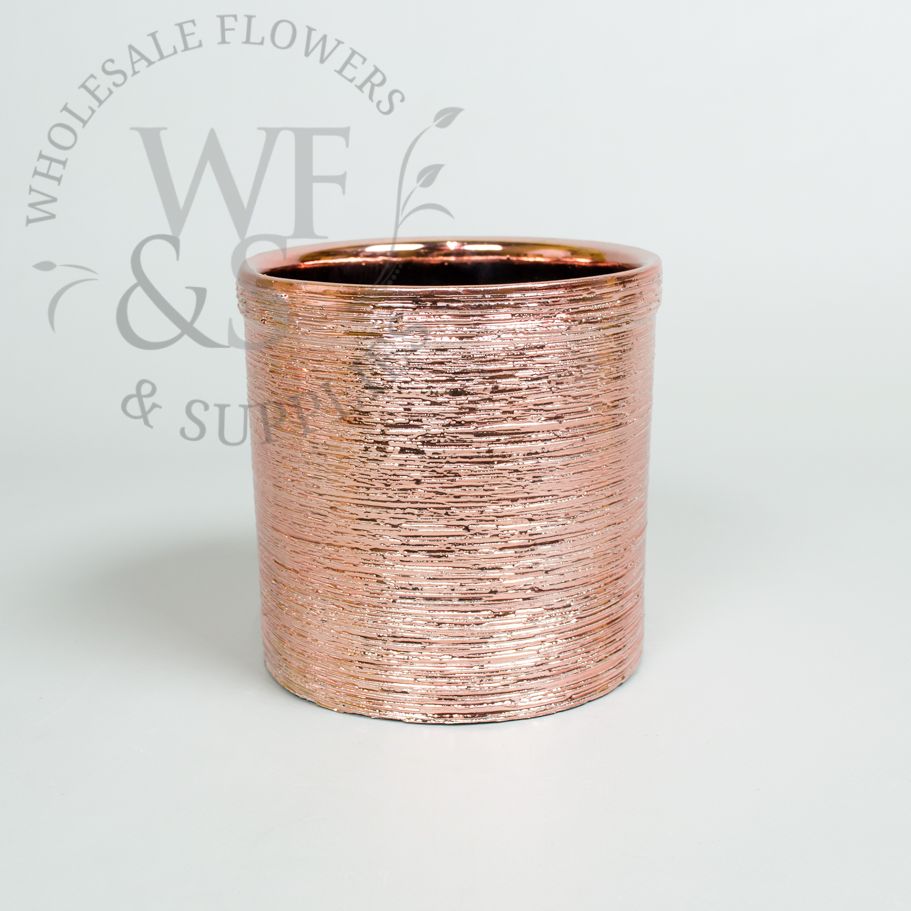 Rose Gold Etched Cylinder 4.5" Tall 4.5" Diameter