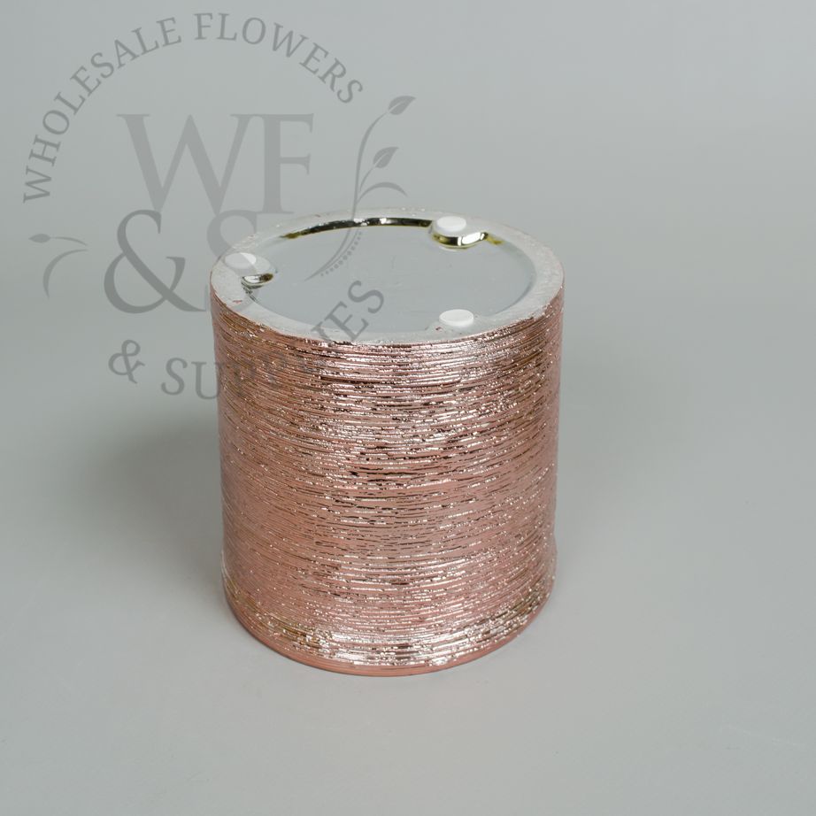 Rose Gold Etched Cylinder 4.5" Tall 4.5" Diameter