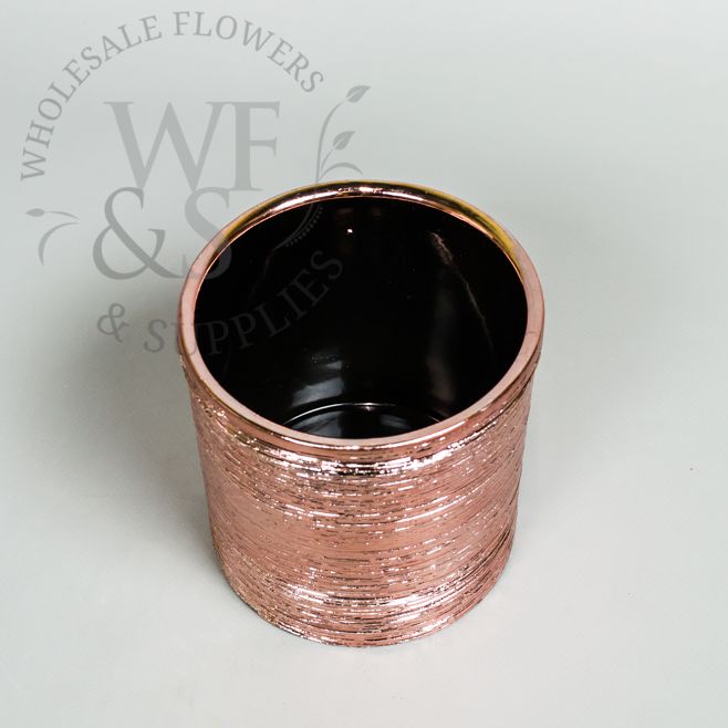 Rose Gold Etched Cylinder 4.5" Tall 4.5" Diameter