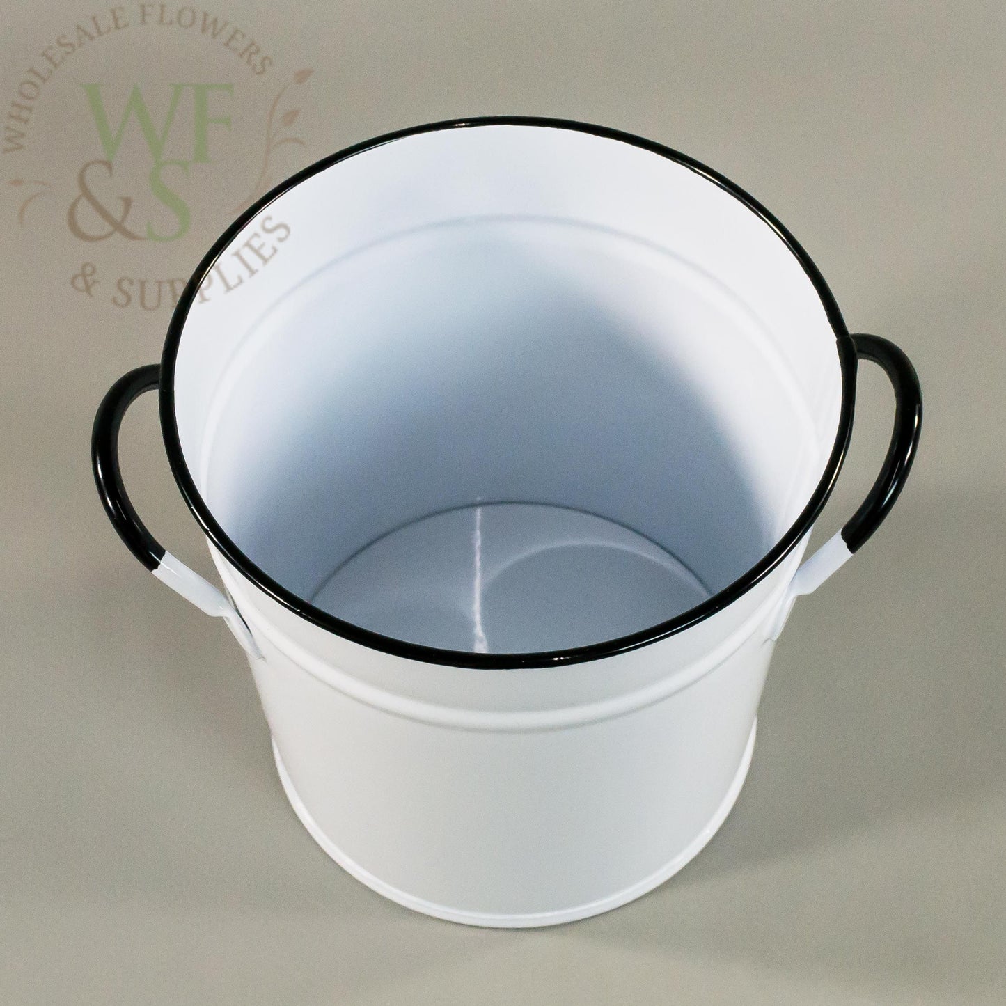 5" Pail Bucket - White Enamel