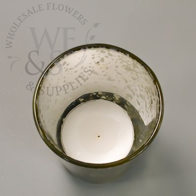 3.2" Tall Mercury Glass Antique Finish Tapered Votive Candle Holder