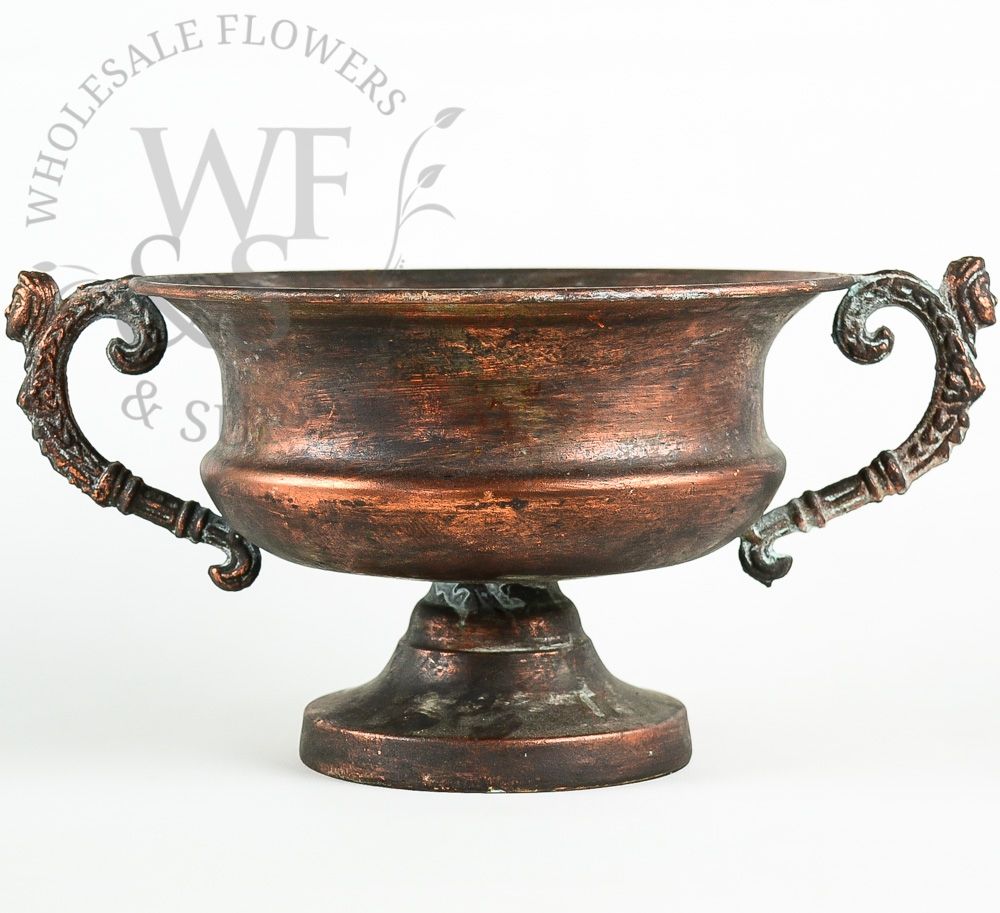 Copper Brushed Metal Footed Planter 6.5" Tall