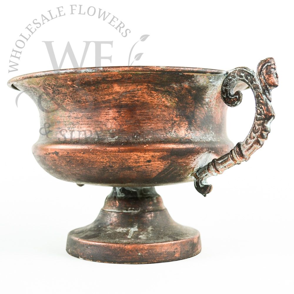 Copper Brushed Metal Footed Planter 6.5" Tall