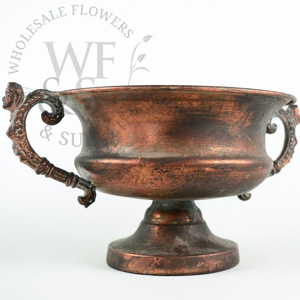 Copper Brushed Metal Footed Planter 6.5" Tall