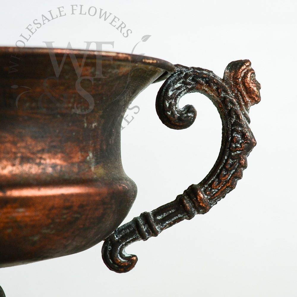 Copper Brushed Metal Footed Planter 6.5" Tall