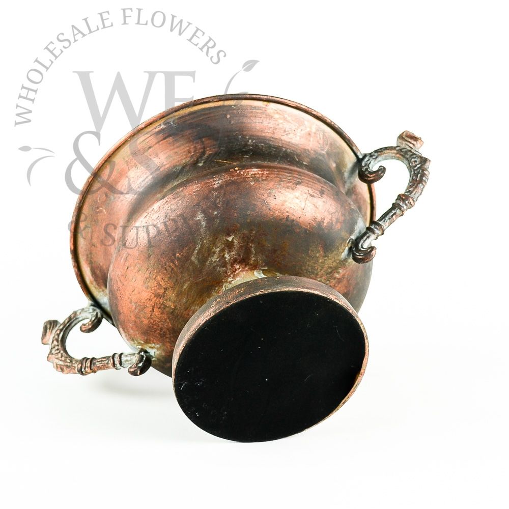 Copper Brushed Metal Footed Planter 6.5" Tall