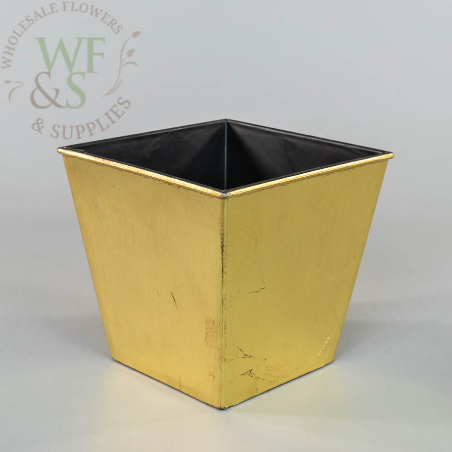 Gold Recycled Plastic Square Tapered Pot