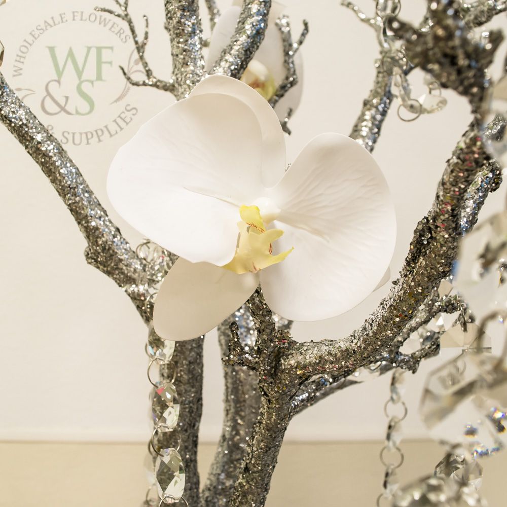 Manzanita Centerpiece Tree in White, Brown and Metallic Silver