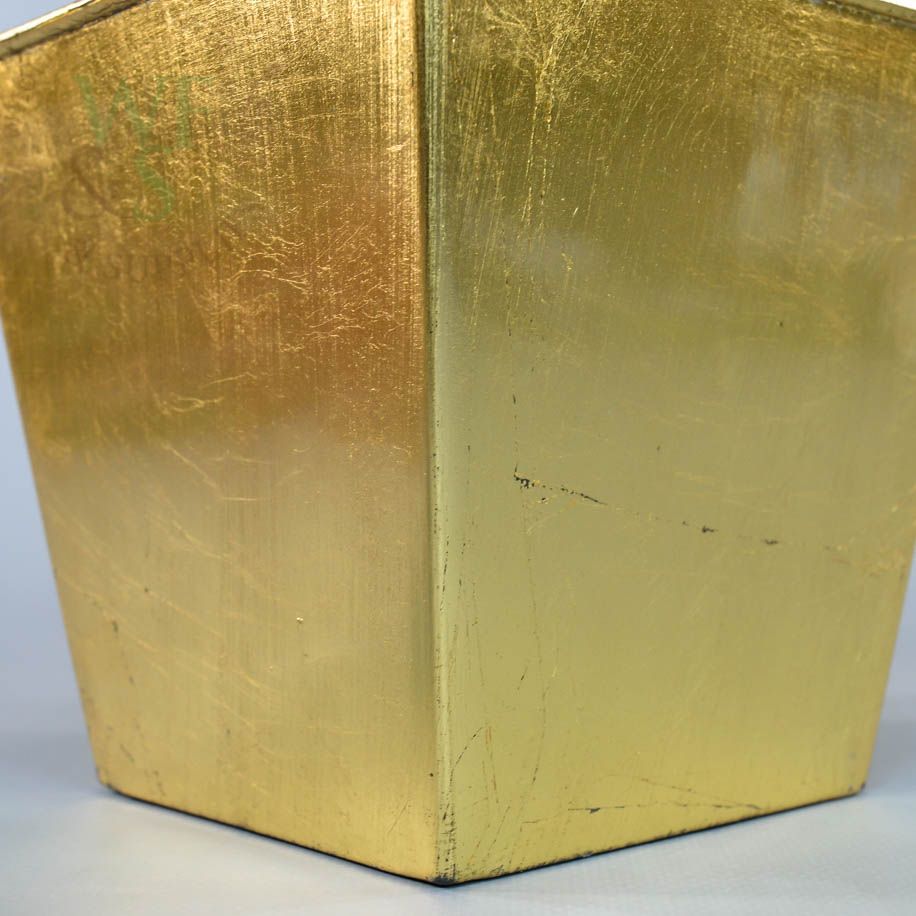 Metallic Gold Recycled Plastic Square Tapered Pot
