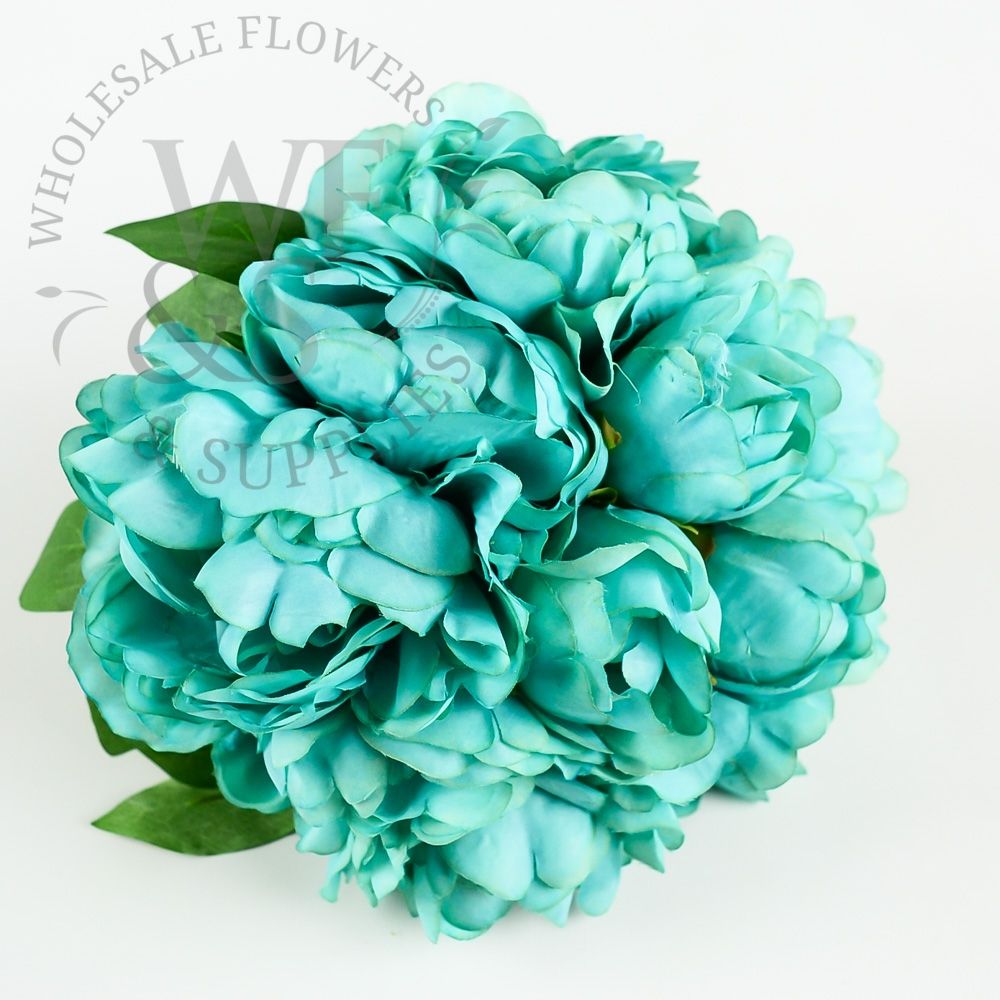11 inches Synthetic Peony Bouquet Turquoise