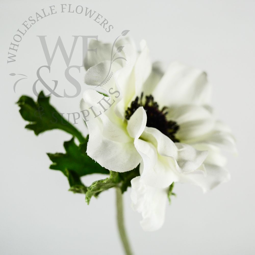 Artificial Anemone Flower Stem White 15"