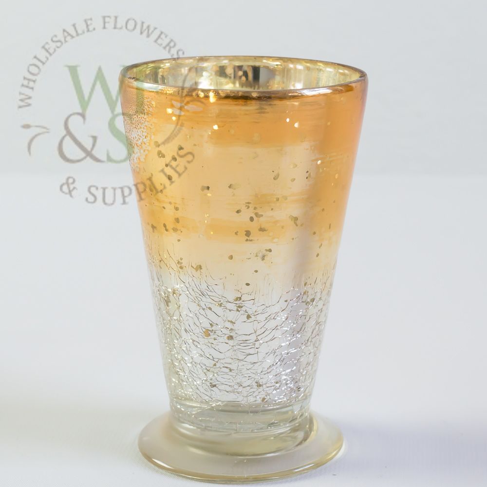 Silver Gold Mercury Glass Candle Holder Crackle Effect