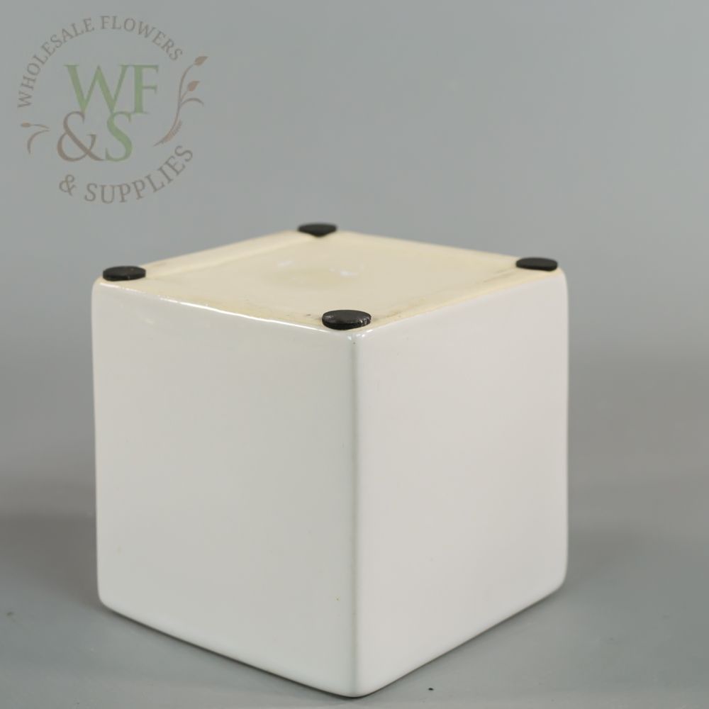 3.5" Ceramic Cube White Glazed