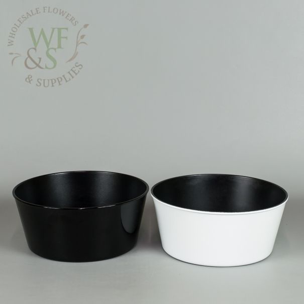 Black recycled plastic dish garden flower pot vase container