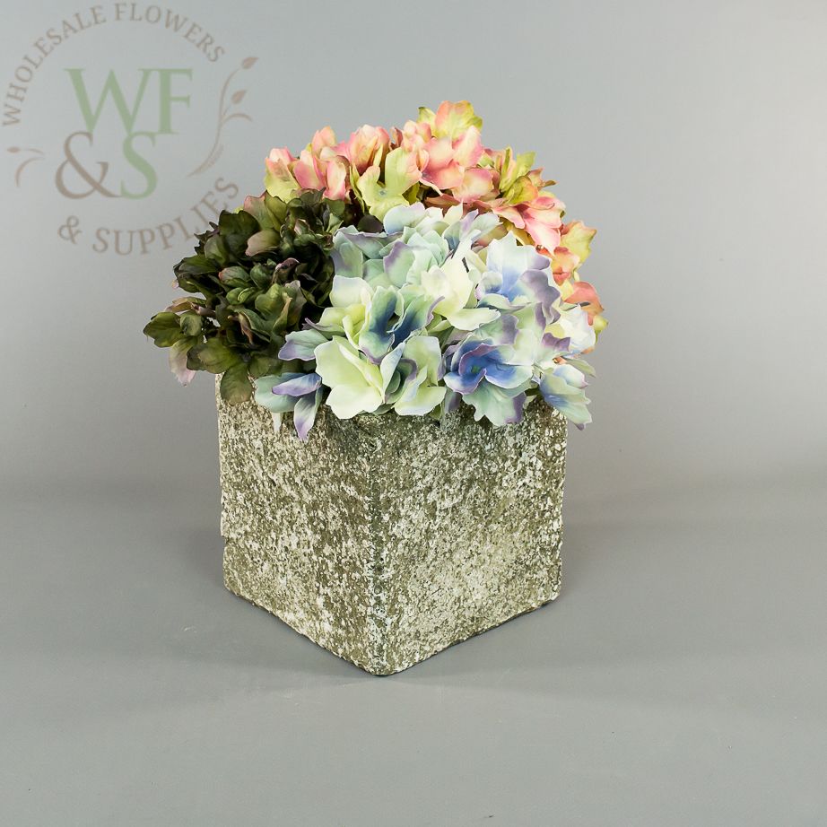 Rustic Clay Square Flower Pot Vase Container Ocean Rock View 5.5" Tall