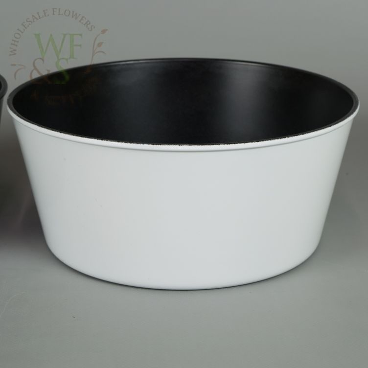 White recycled plastic dish garden flower pot vase container