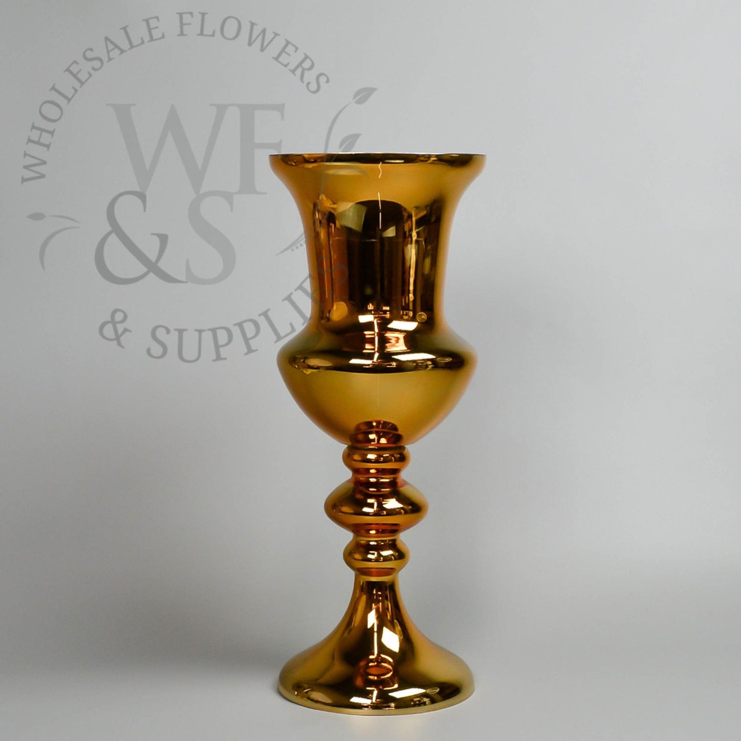 Gold Mirrored Glass Classic Pedestal Urn 17" Tall