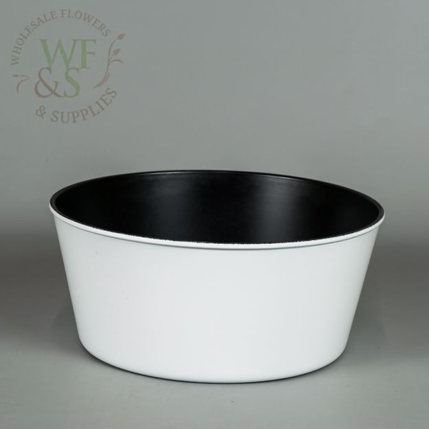 White recycled plastic dish garden flower pot vase container