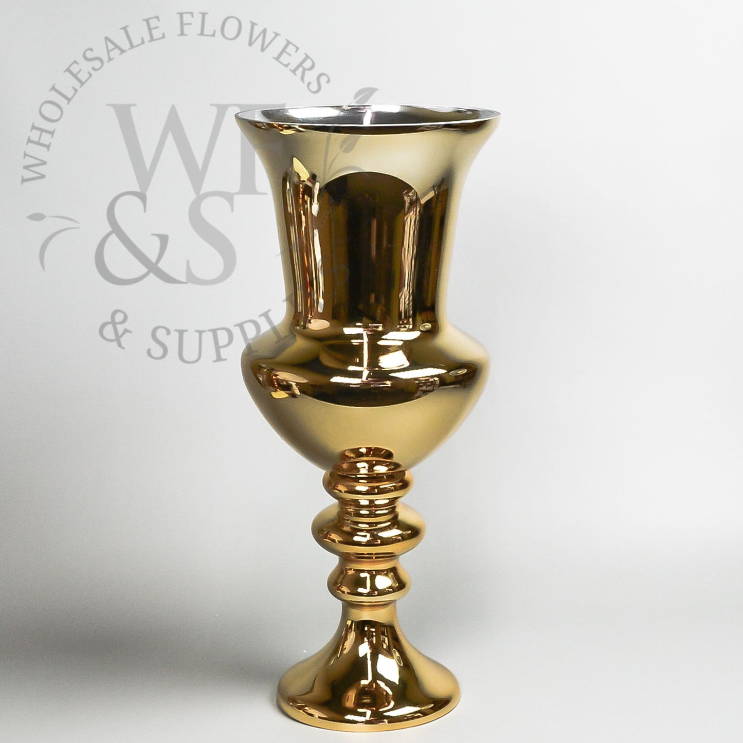 Metallic Gold Glass Classic Pedestal Urn 20" Tall