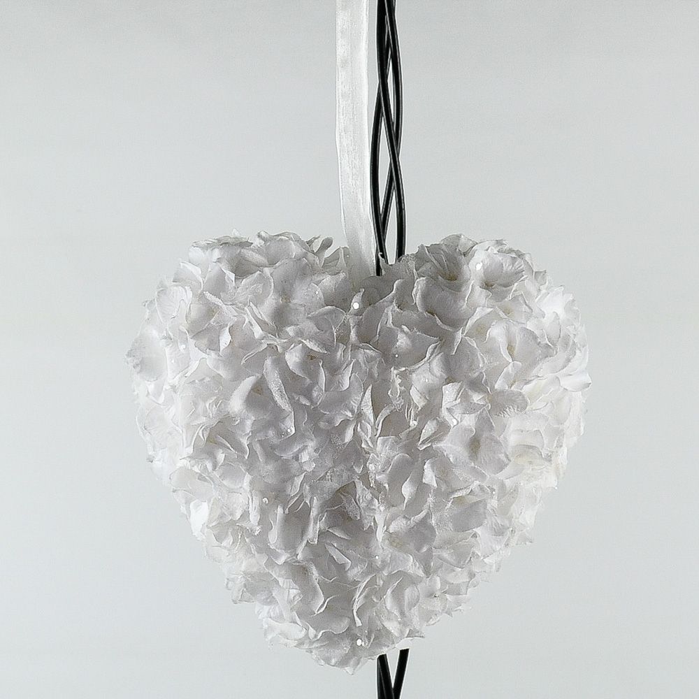 White Hanging Floral Heart with Floral Accents