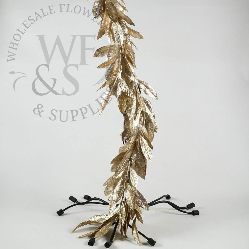 Bay Leaf Gold Sparkling Garland For Wedding Decor 6ft