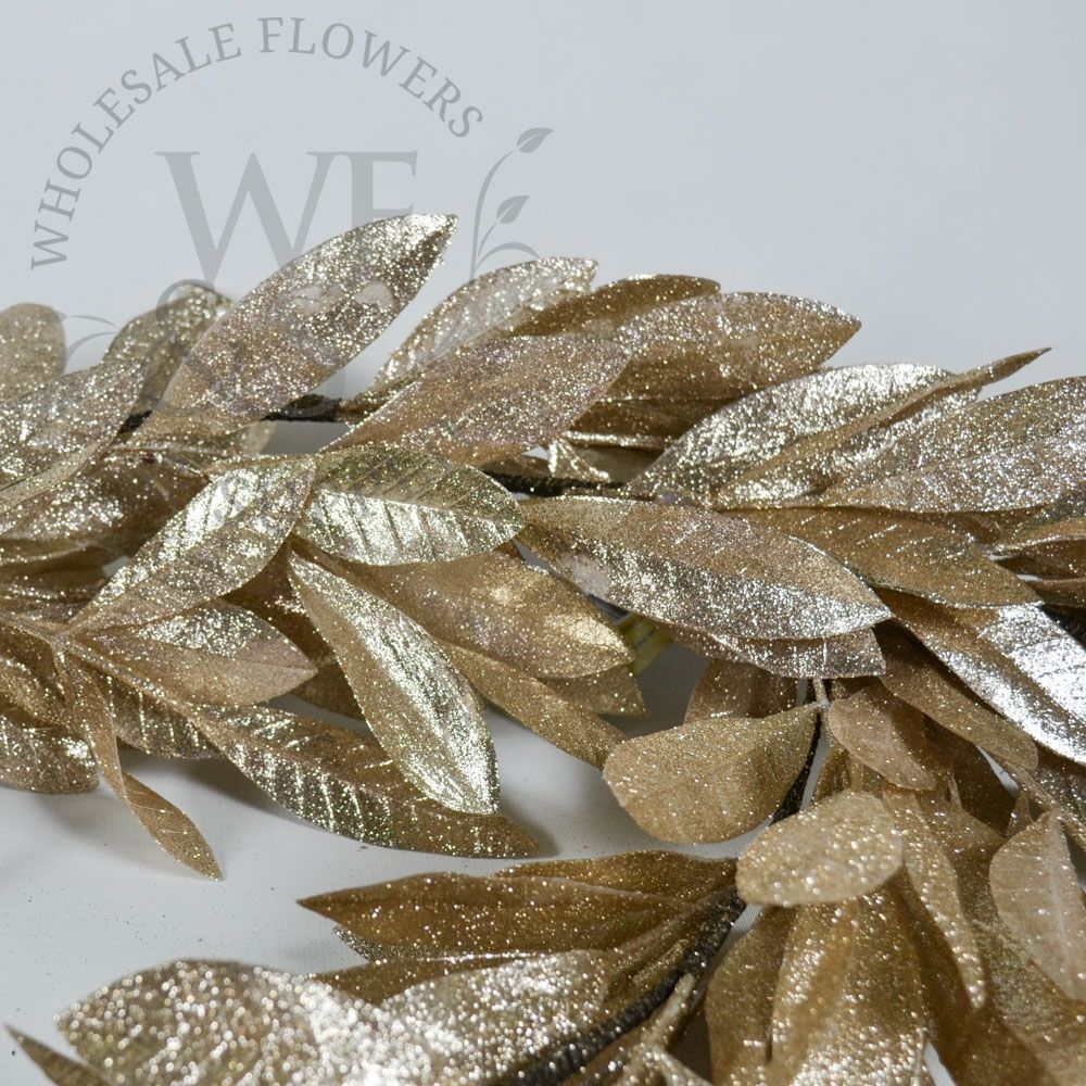 Bay Leaf Gold Sparkling Garland For Wedding Decor 6ft