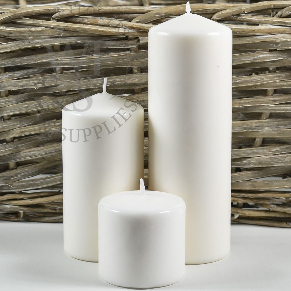 Pillar Candles White 3 inches tall