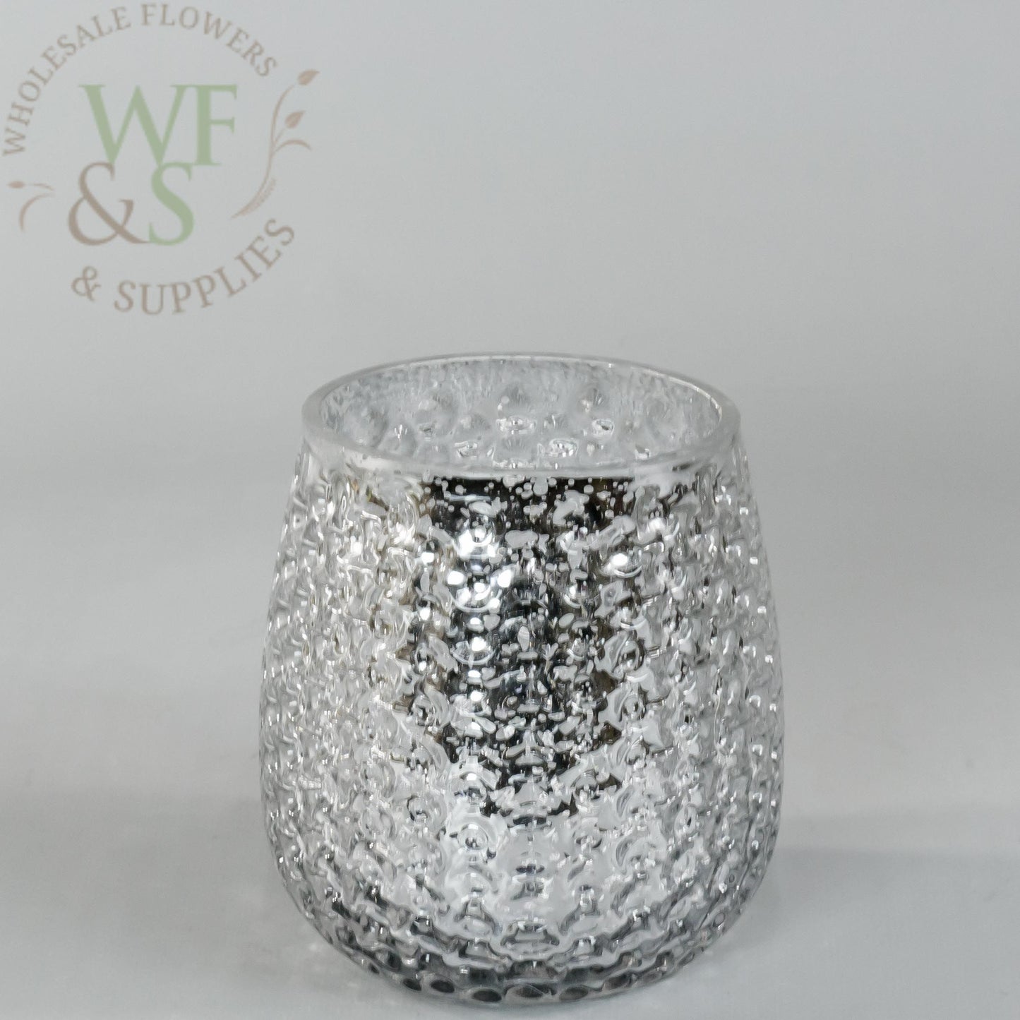 Silver Mercury Glass Bubbled Vase Candle Holder