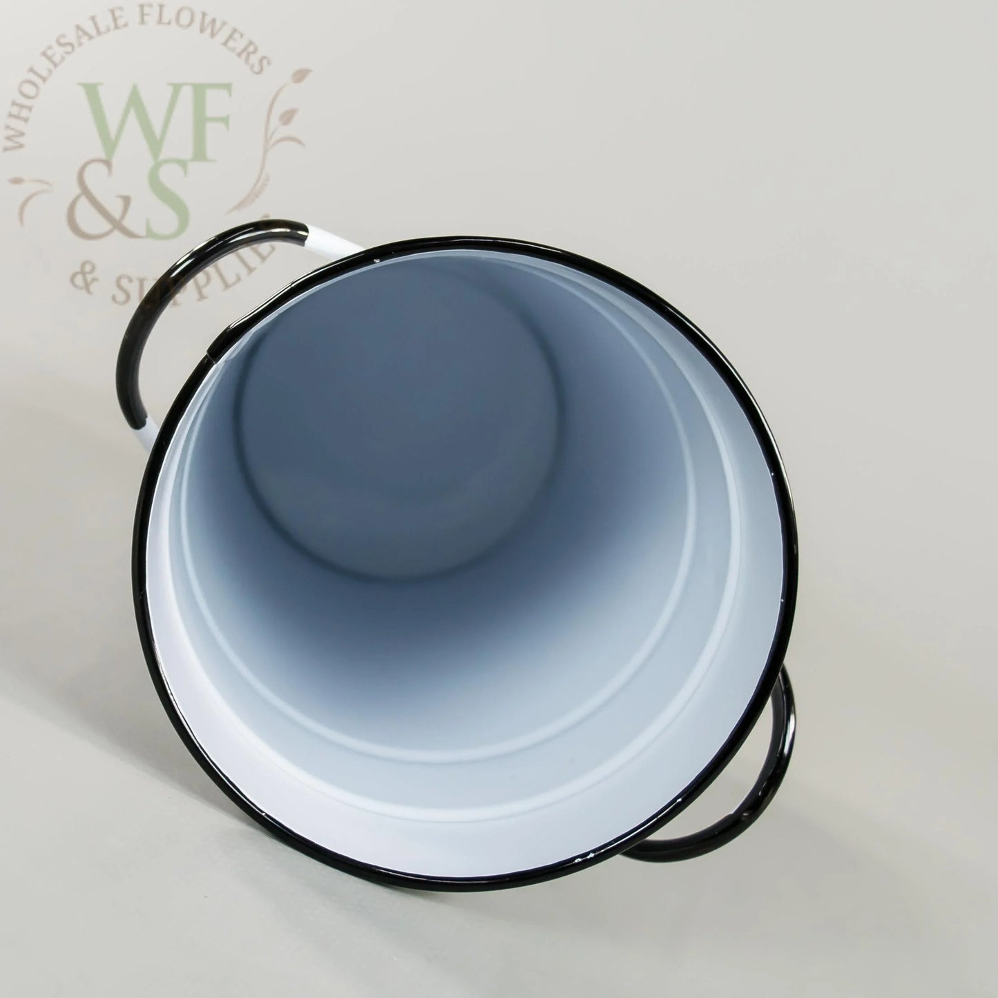 9 inch White Enamel French Flower Bucket