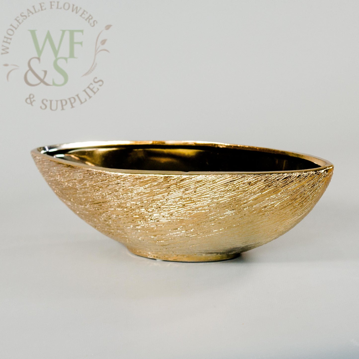 Gold Ceramic Boat Shaped Flower pot Vase Container