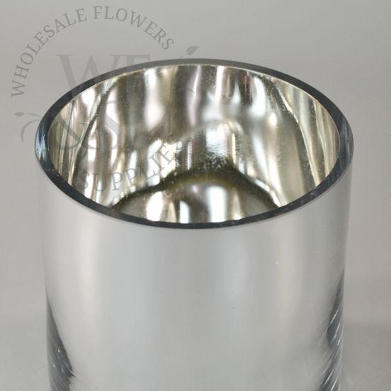 6" Glass Cylinder Vase - Silver